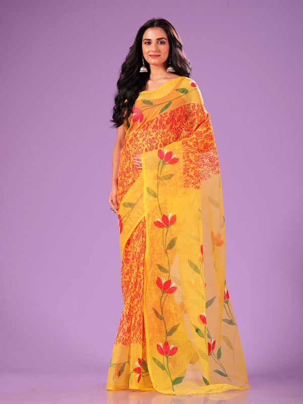 Hand Painted Resham Kota Saree without Blouse Piece - 8723 Saree AEVUM