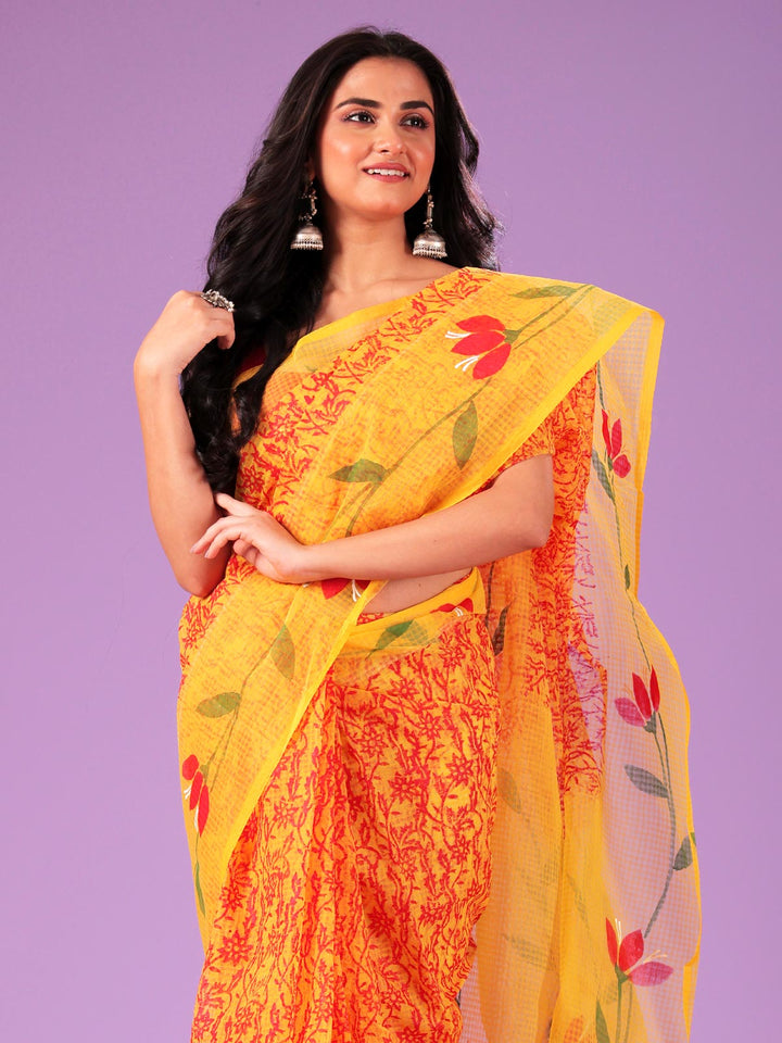 Hand Painted Resham Kota Saree without Blouse Piece - 8723 Saree AEVUM