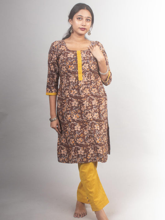 Pure Cotton Kalamkari Kurta Set - 8726 Women's Kurta Set AEVUM 2