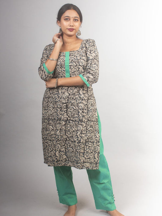 Pure Cotton Kalamkari Kurta Set - 8727 Women's Kurta Set AEVUM 2