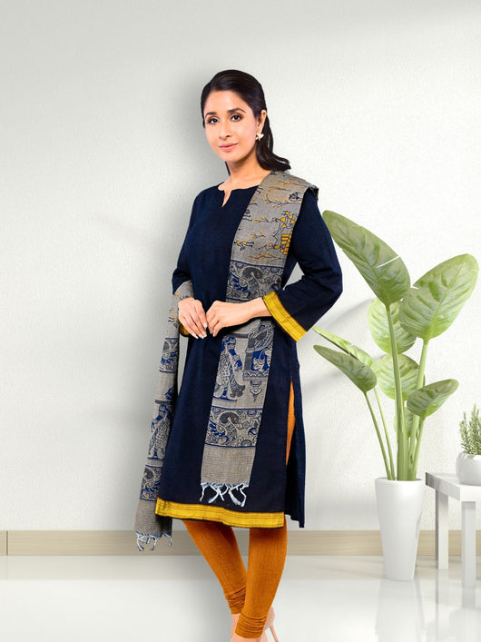 Mangalgiri Cotton Silk Kurta Set - 8742 Women's Kurta Set AEVUM 2   