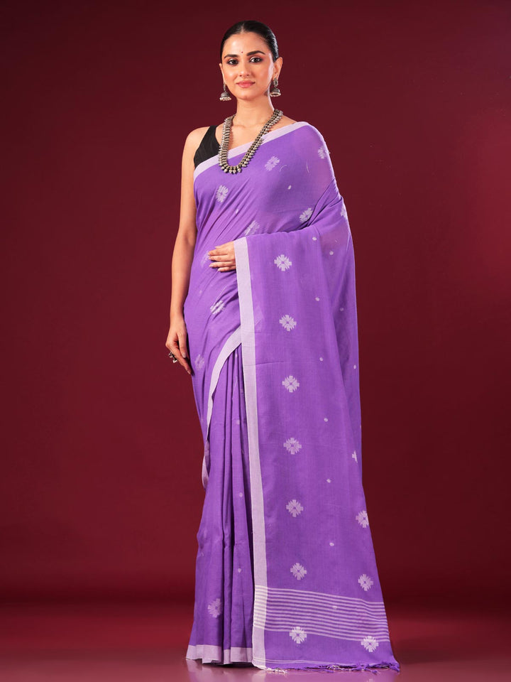 Pure Handloom Cotton Jamdani Saree - 8930 Saree AEVUM