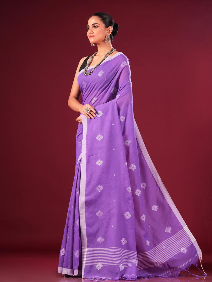 Pure Handloom Cotton Jamdani Saree - 8930 Saree AEVUM