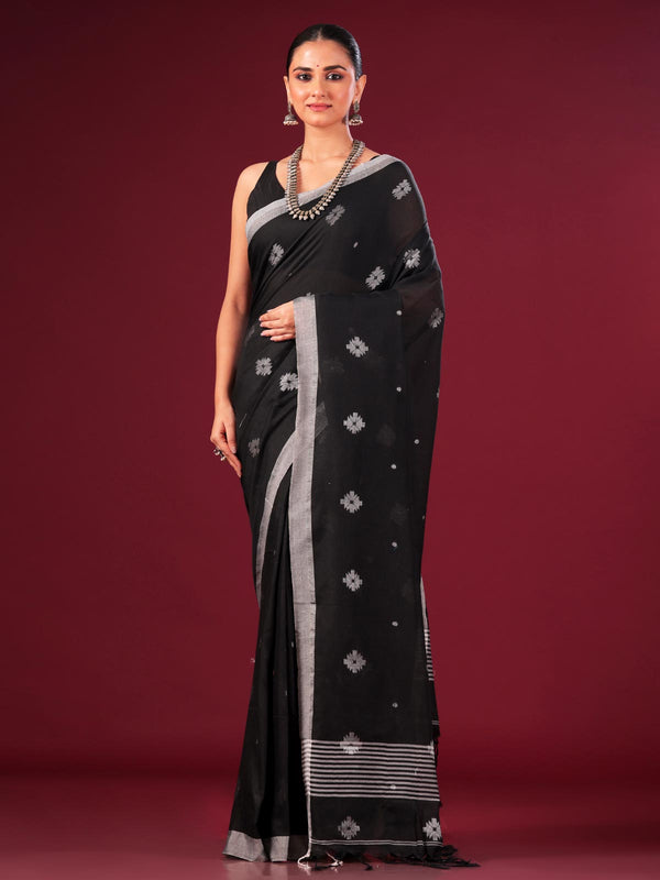 Pure Handloom Cotton Jamdani Saree - 8937 Saree AEVUM