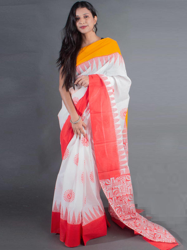 Soft Cotton Block Printed Saree with Blouse Piece - 9140 Saree Joydeep Ganguly   