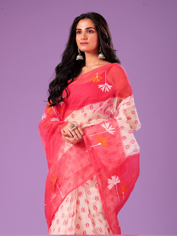 Hand Painted Cotton Resham Kota Saree without Blouse Piece - 9160 Saree AEVUM