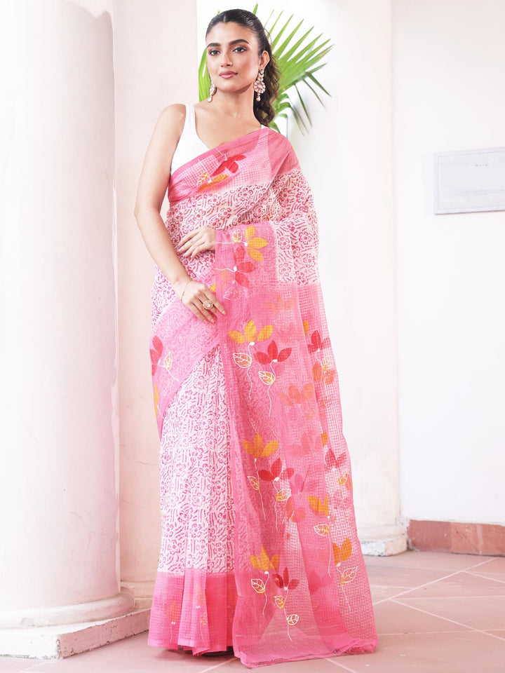 Hand Painted Cotton Resham Kota Saree without Blouse Piece - 9171 Saree AEVUM