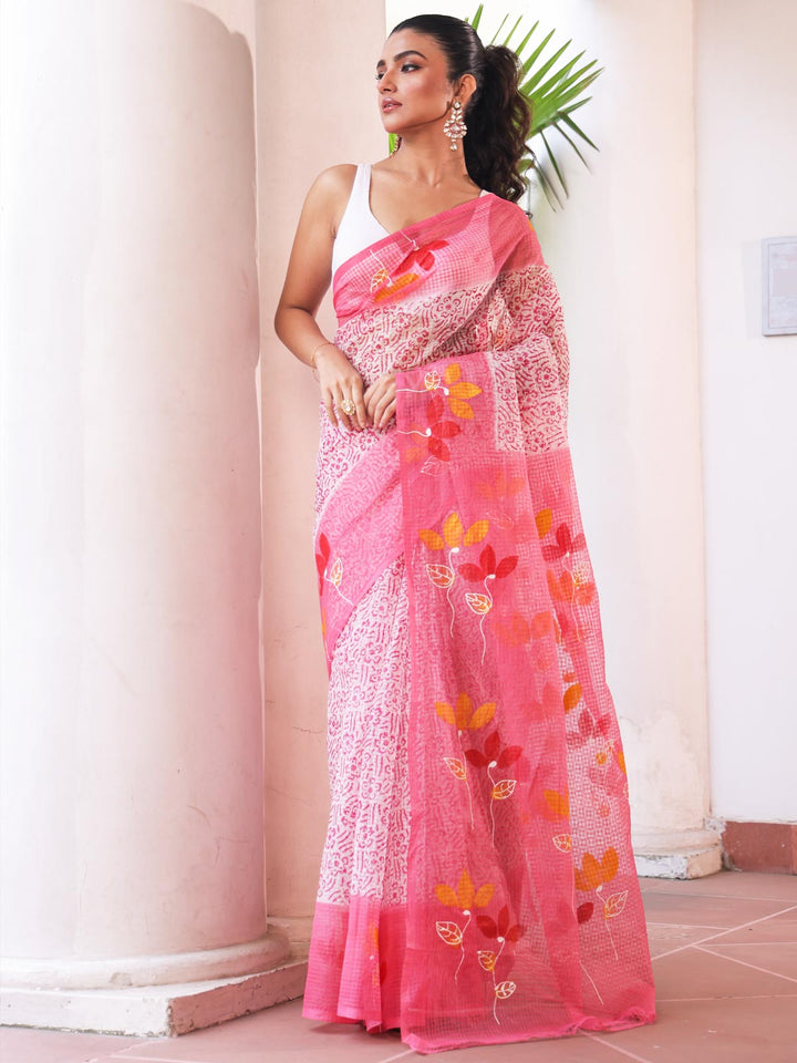 Hand Painted Cotton Resham Kota Saree without Blouse Piece - 9171 Saree AEVUM