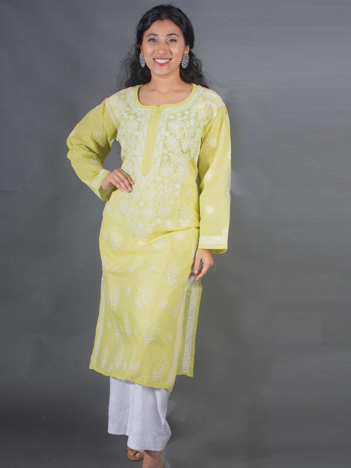 Hand Embroidered Lucknowi Chikankari Kurta Set - 9387 Women's Kurta Set AEVUM