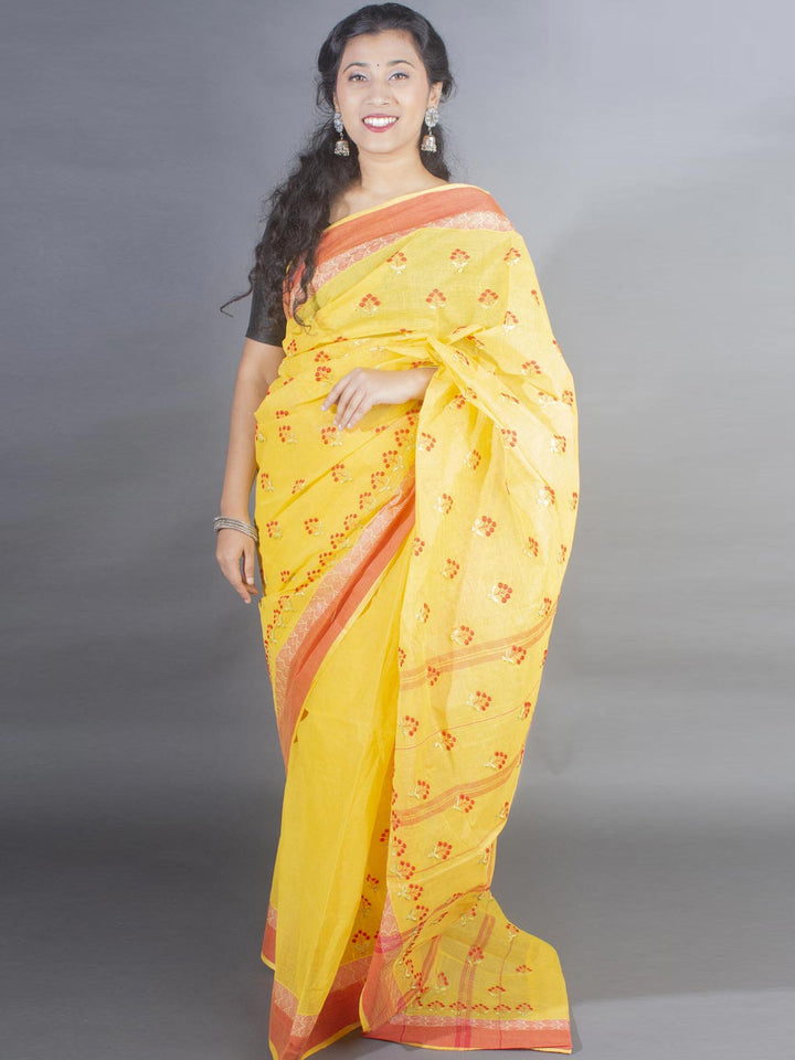 Bengal Cotton Tant Saree with Embroidery - 9489 Saree AEVUM