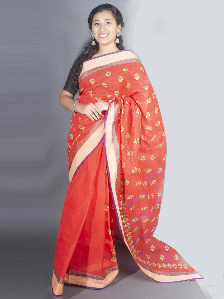 Bengal Cotton Tant Saree with Embroidery - 9496 Saree AEVUM