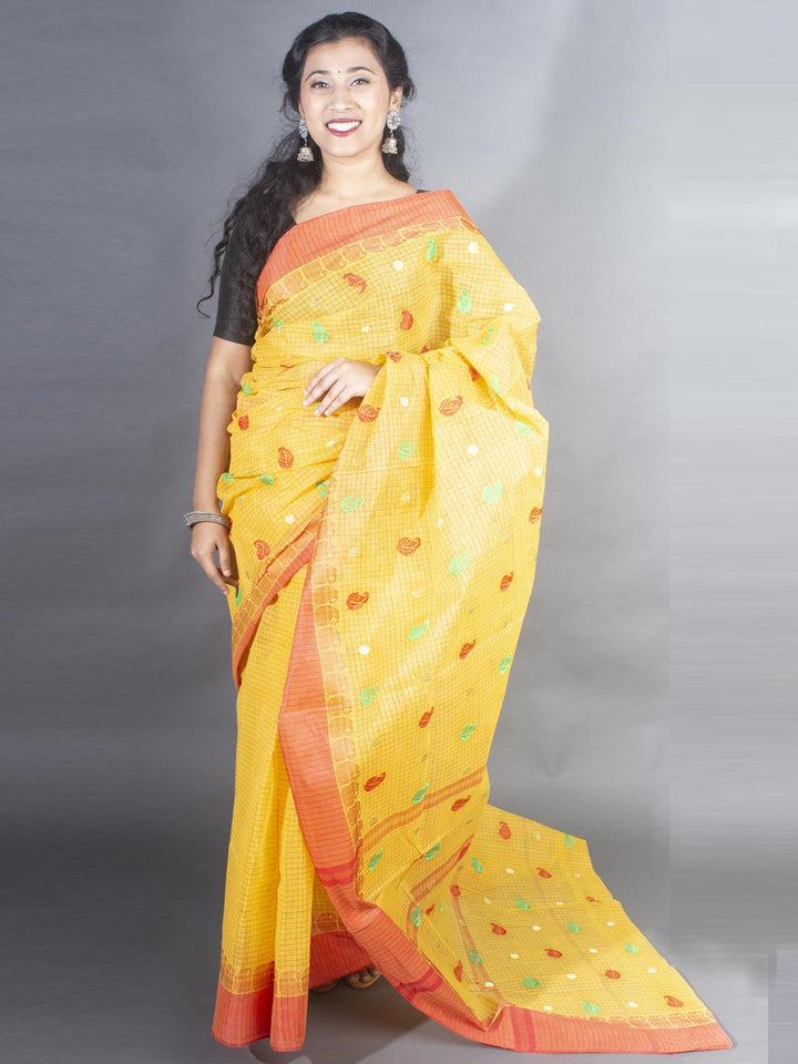 Bengal Cotton Tant Saree with Embroidery - 9498 Saree AEVUM