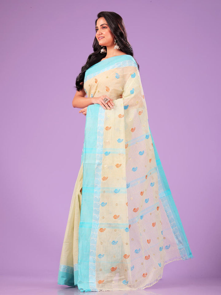 Bengal Cotton Tant Saree with Embroidery - 9499 Saree AEVUM