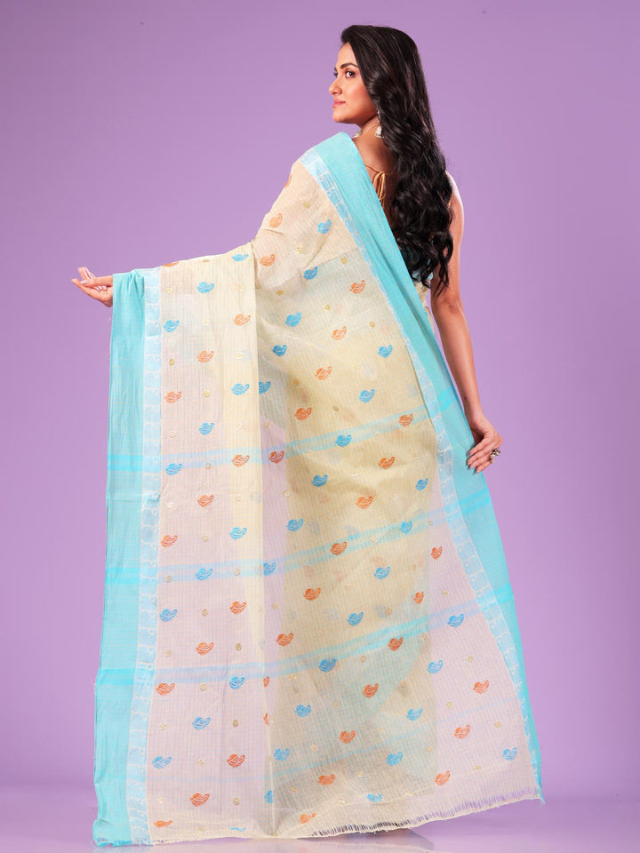 Bengal Cotton Tant Saree with Embroidery - 9499 Saree AEVUM