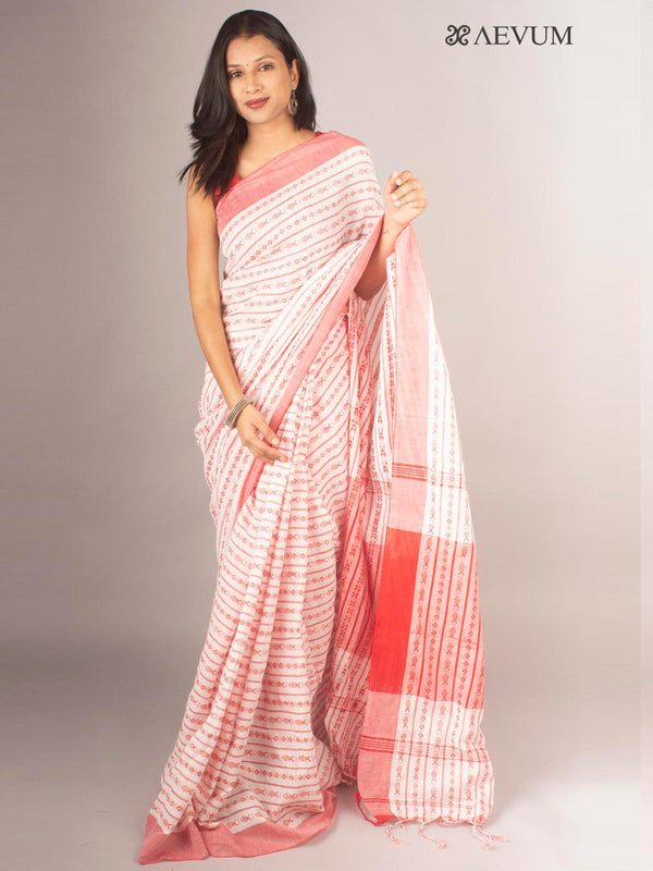 Begampuri Bengal Cotton Handloom Fish Motif Saree - 9657 Saree AEVUM 2   