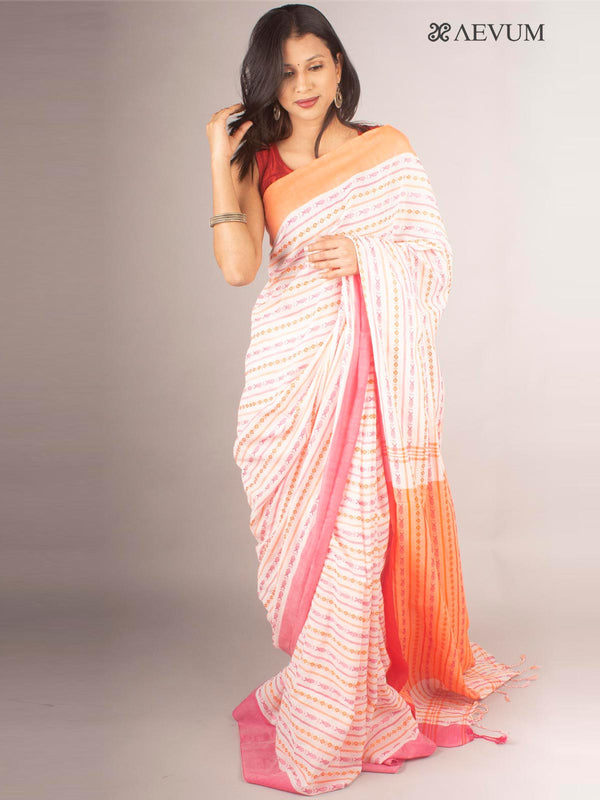 Begampuri Bengal Cotton Handloom Fish Motif Saree - 9665 Saree AEVUM   