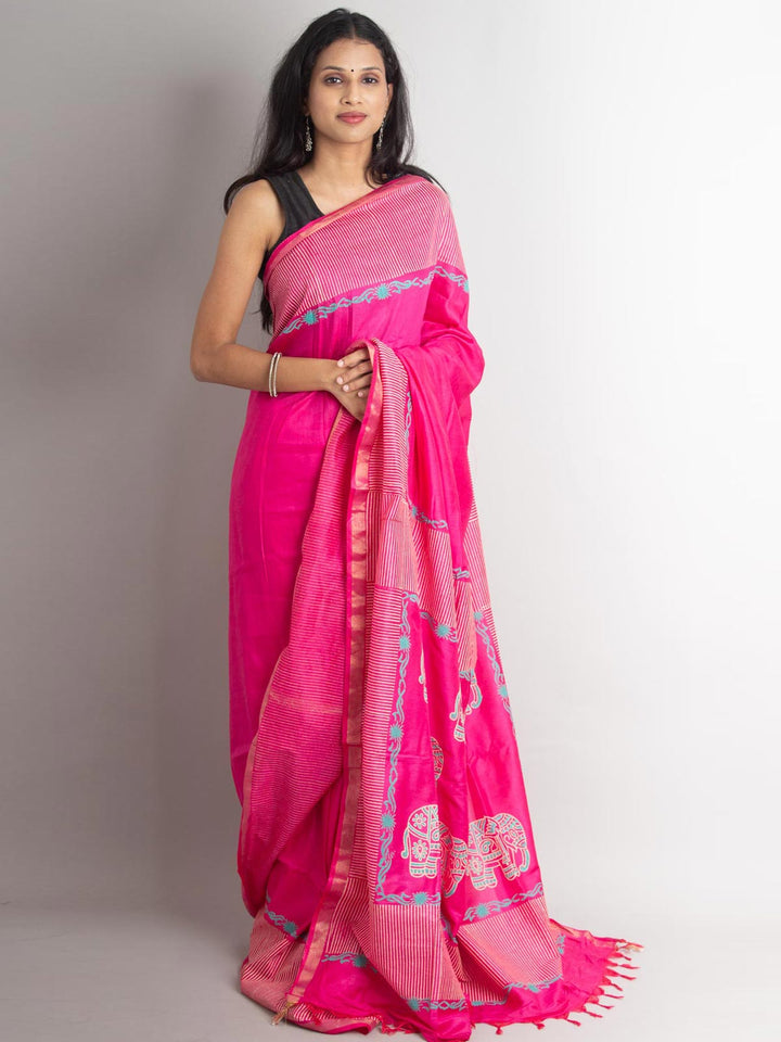 Katan Madhubani Silk Saree with Blouse Piece - 0992 Saree Raj Dev Kumar