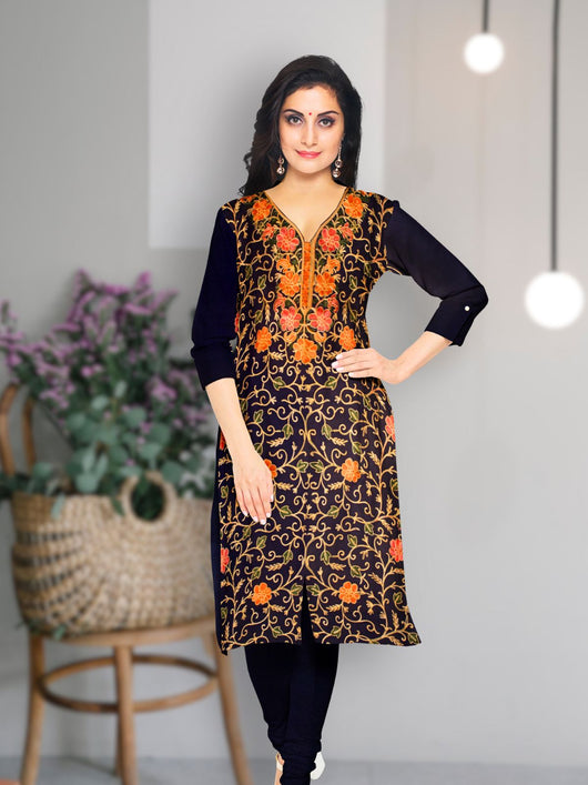 Embroidered Winterwear Kurta Set - 9062 Women's Kurta Set Aditri