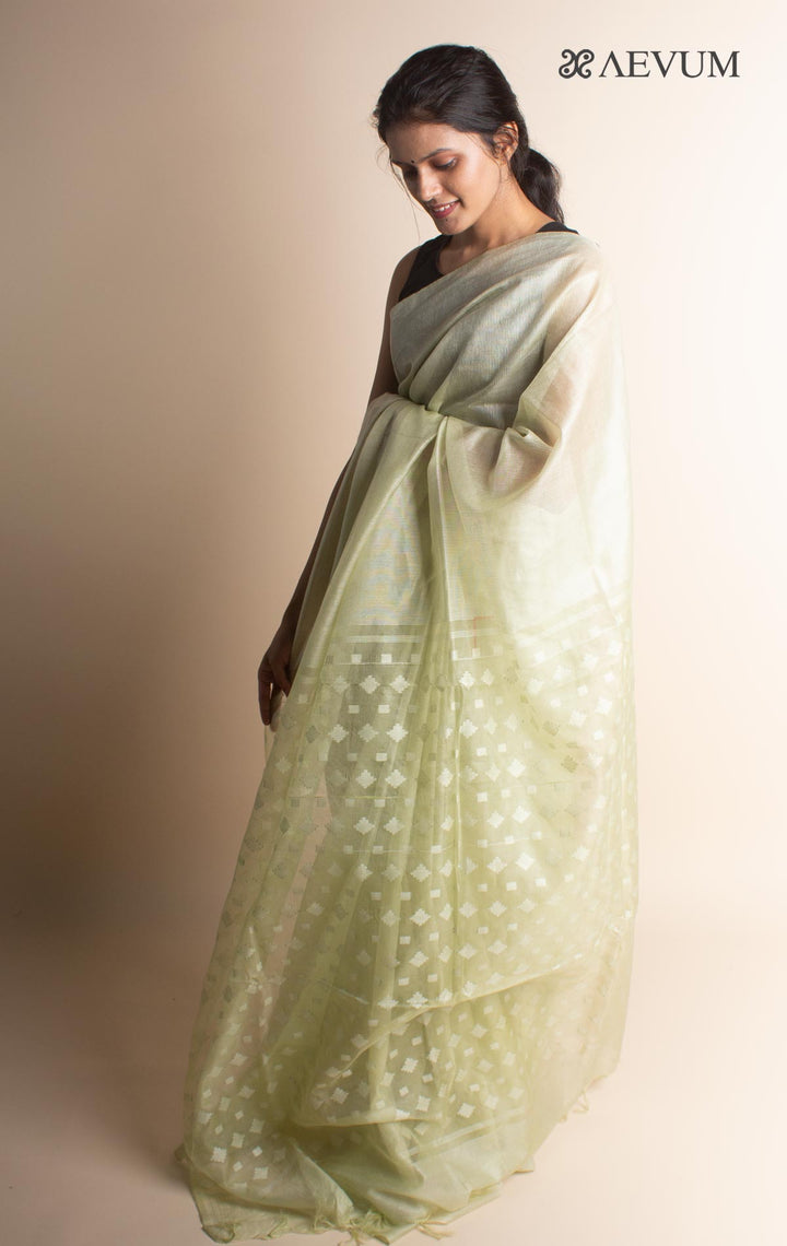 Katan Silk Saree with Blouse Piece - 1612 Saree AEVUM Light Green