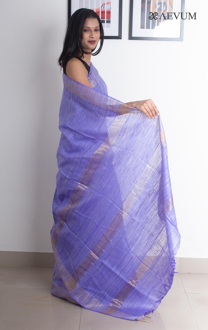 Tussar Gicha Silk Saree with Zari border - 0035 Saree Ajay Kumar   