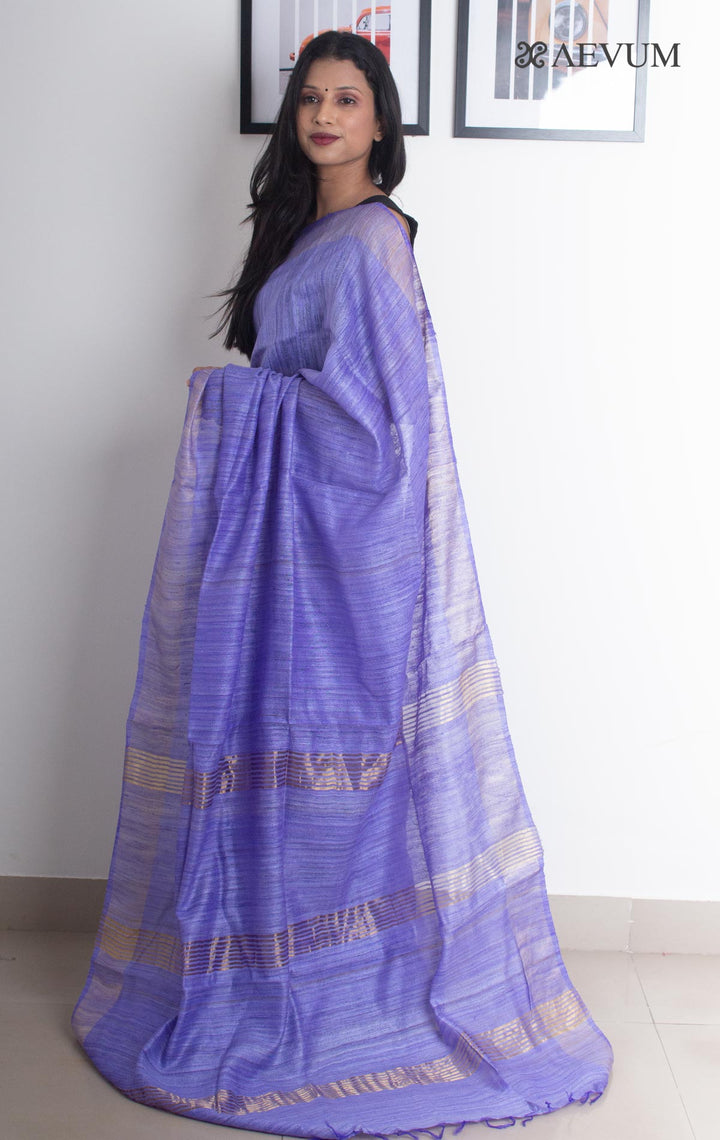 Tussar Gicha Silk Saree with Zari border - 0035 Saree Ajay Kumar   