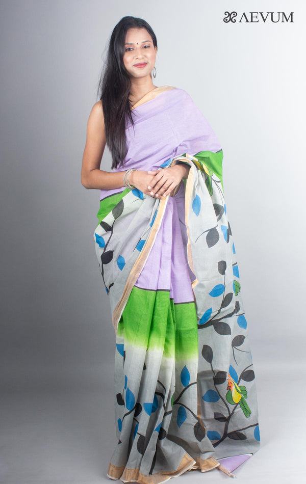 Kerala Cotton Hand Painted Saree with Blouse Piece - 0624 Saree Riya's Collection   