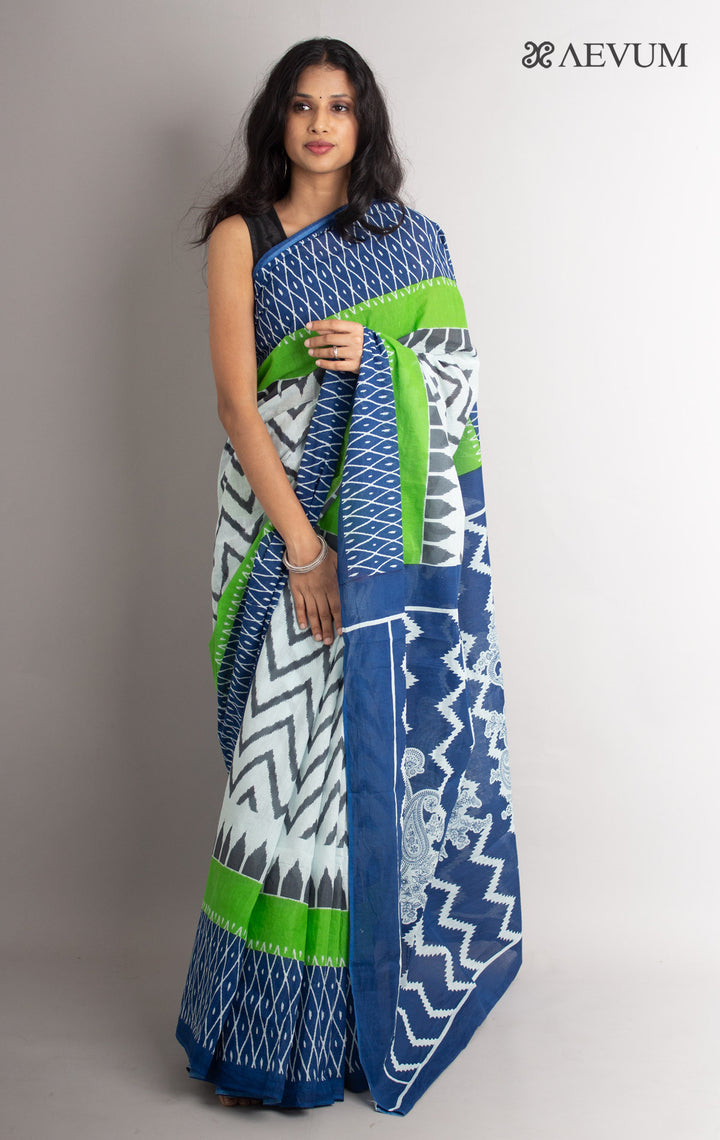 Mulmul Cotton Hand Block Printed Saree-0714 Saree Abdul   