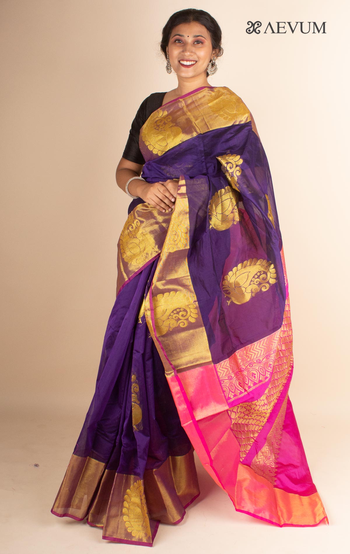 Hand Block Print Pattern Chanderi Silk Saree | JKL119