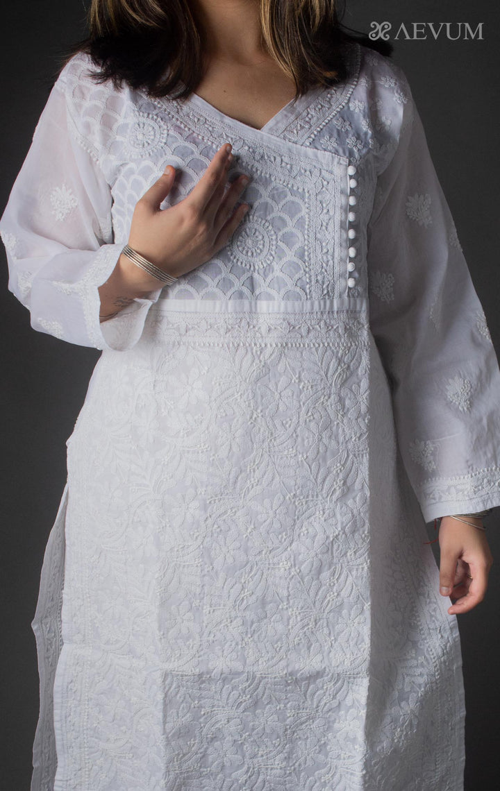 Hand Embroidered Lucknowi Chikankari Kurti - 7169 Kurti Silk Thread   