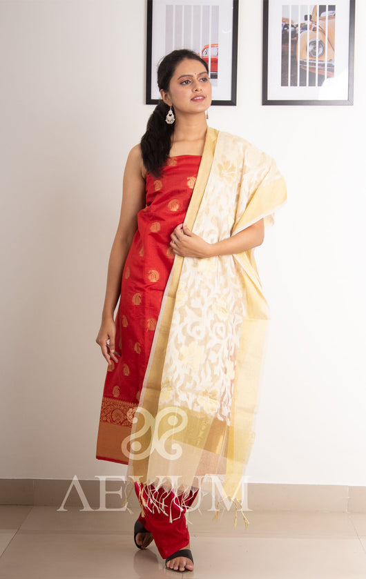 Unstitched Banarasi Silk Kurta Set - 0259 Dress Material AEVUM 2