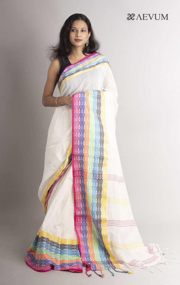 Begampuri Bengal Cotton Handloom Fish Motif Saree - 0437 Saree AEVUM 2   