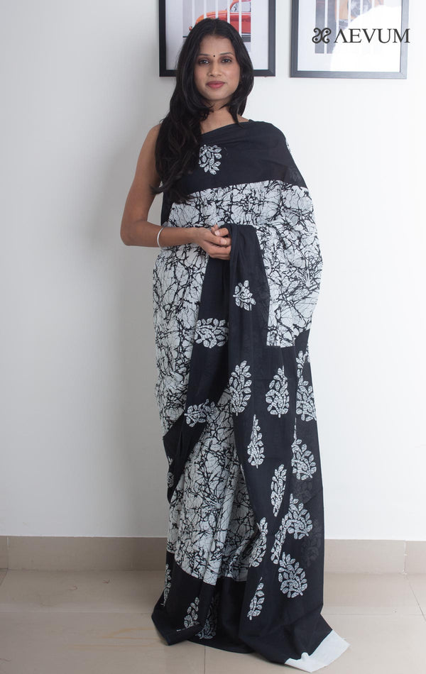 Mulmul Cotton Hand Block Printed Saree - 1820 Saree Abdul   