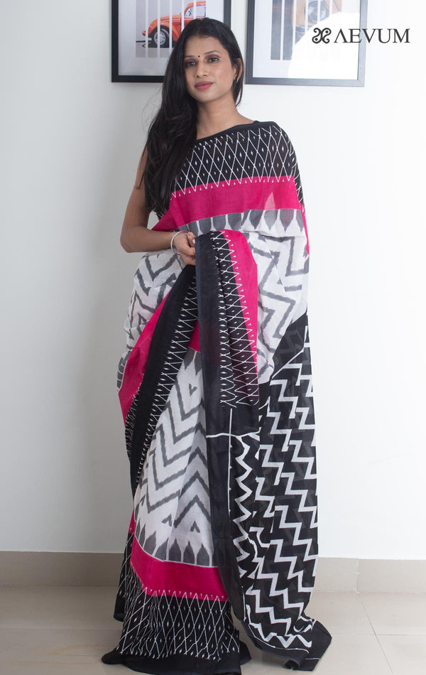 Mulmul Cotton Hand Block Printed Saree - 1816 Saree Abdul   