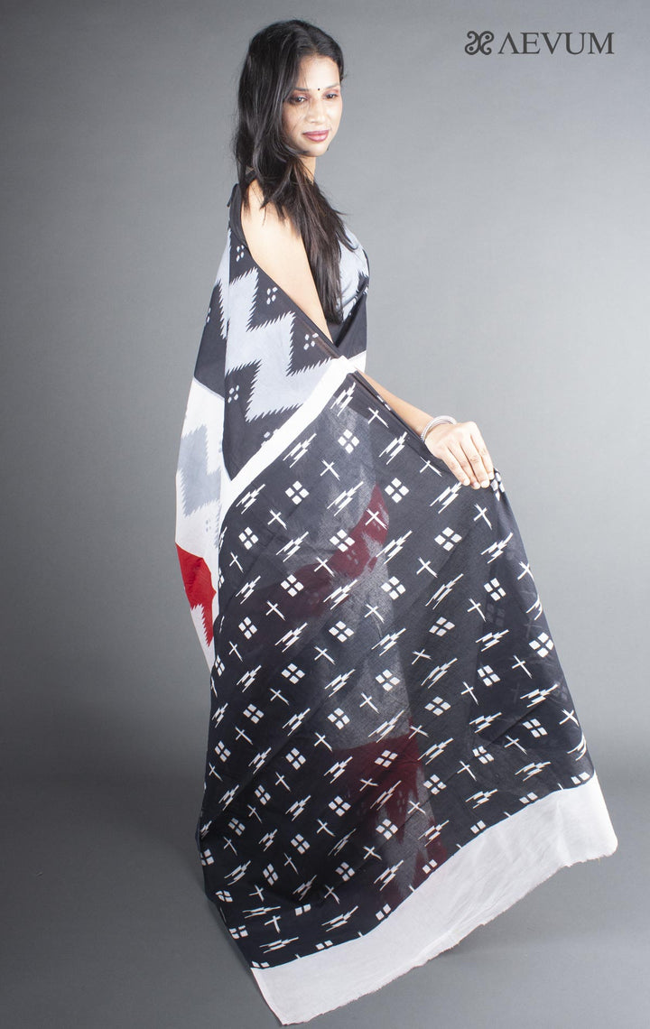 Mulmul Cotton Hand Block Printed Saree - 5802 Saree Abdul   