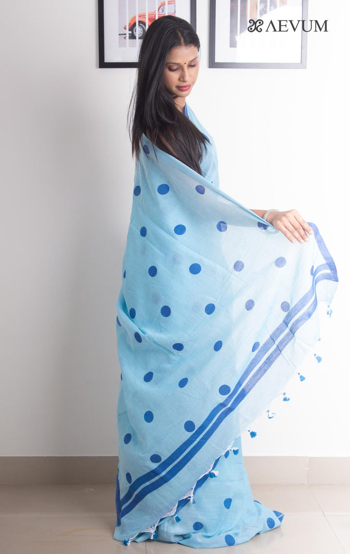 Polka Dot Mulmul Cotton Saree - 2395 Saree Anita Kuthir   