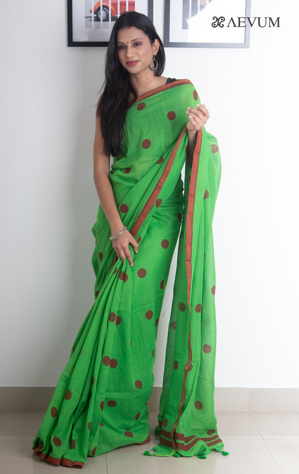 Polka Dot Mulmul Cotton Saree - 2397 Saree Ashoke Pal   