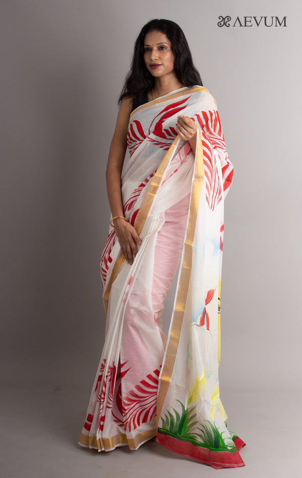 Kerala Cotton Hand Painted Saree - 0387 Saree AEVUM   