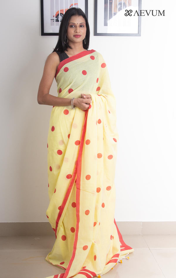 Polka Dot Mulmul Cotton Saree - 2403 Saree Ashoke Pal   