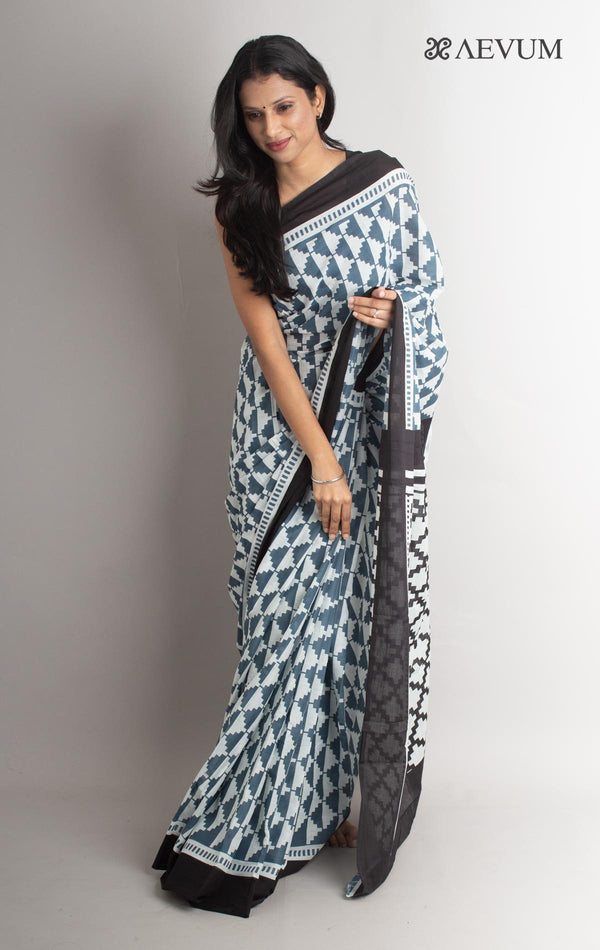 Mulmul Cotton Hand Block Printed Saree - 1246 Saree Abdul   