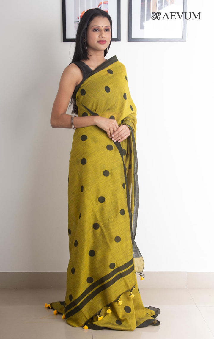 Polka Dot Mulmul Cotton Saree - 2391 Saree Ashoke Pal   