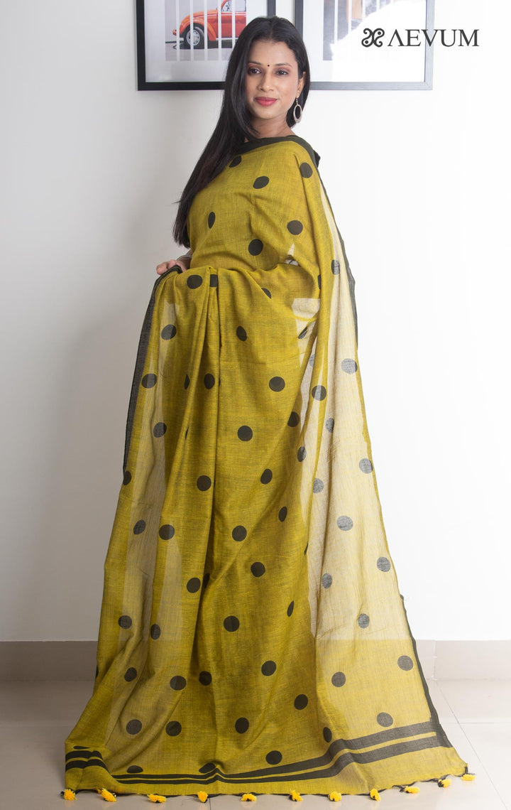 Polka Dot Mulmul Cotton Saree - 2391 Saree Ashoke Pal   