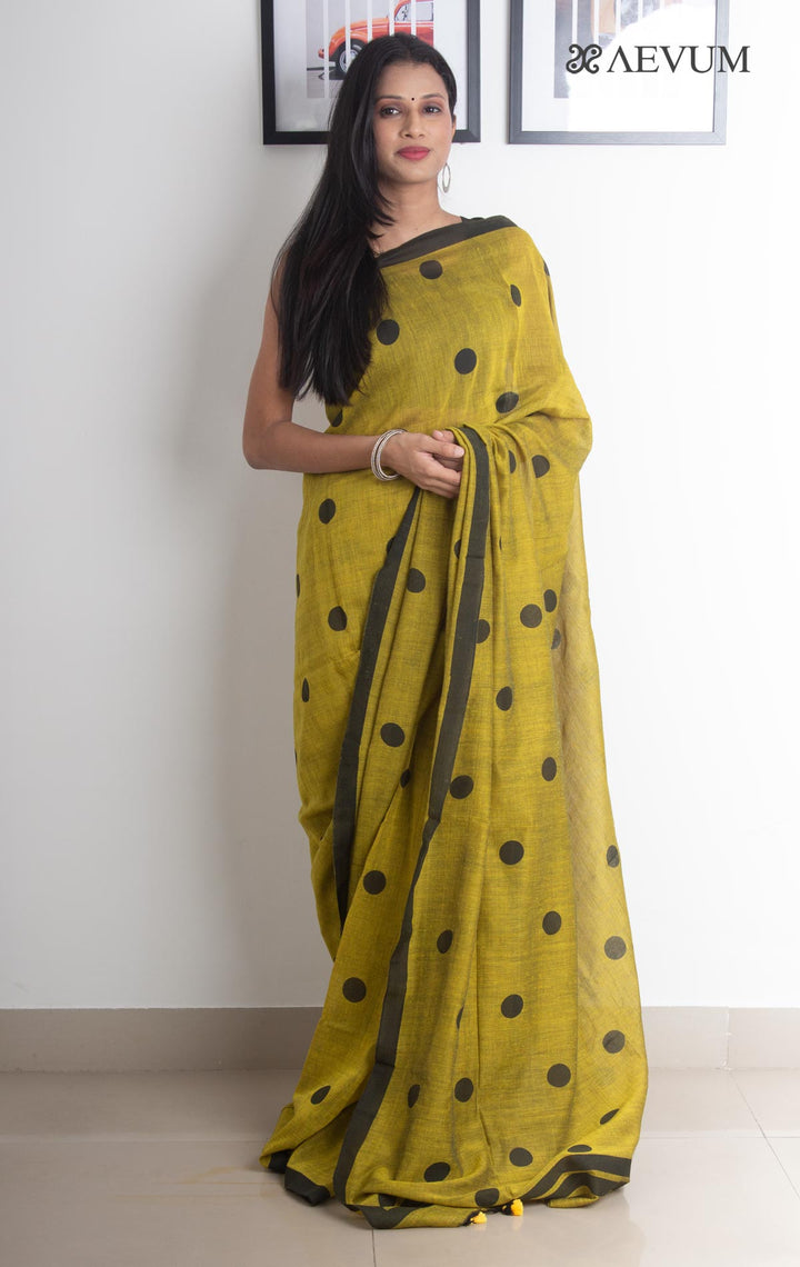 Polka Dot Mulmul Cotton Saree - 2391 Saree Ashoke Pal   