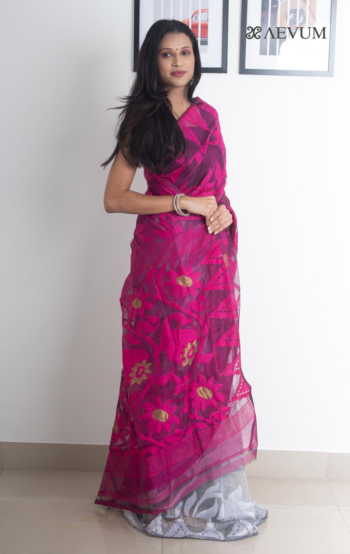 Paddo Dhakai Jamdani Saree without Blouse Piece - 2171 Saree Anita Kuthir   