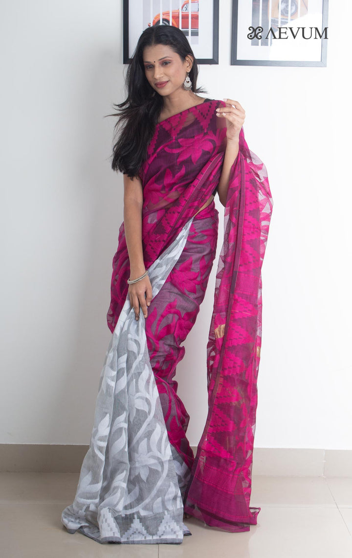 Paddo Dhakai Jamdani Saree without Blouse Piece - 2171 Saree Anita Kuthir   