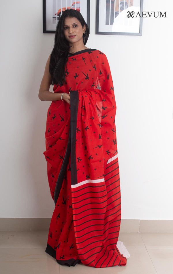 Mulmul Cotton Hand Block Printed Saree - 1819 Saree Abdul   